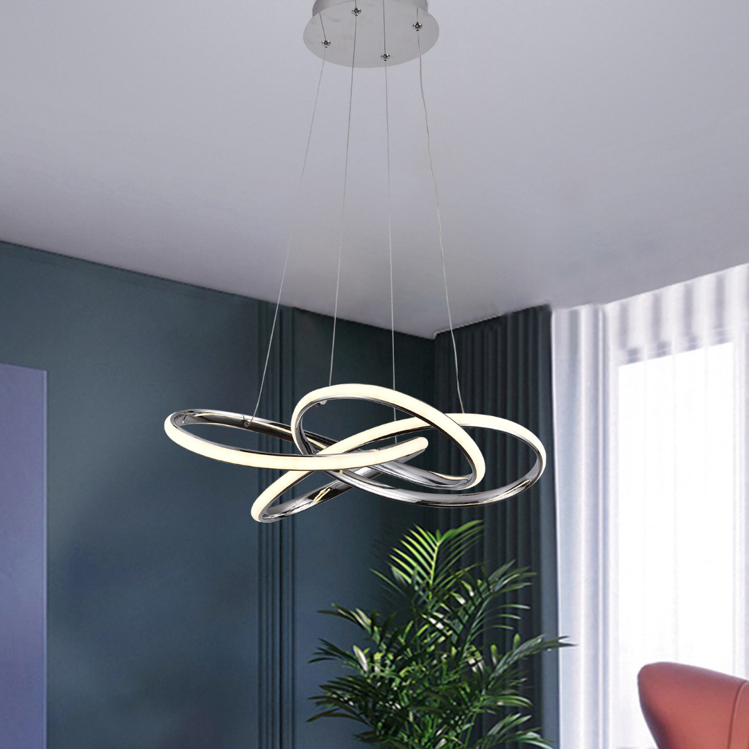 LAMPARA COLGANTE LED PLATEADO TRES NUDOS INFINITI