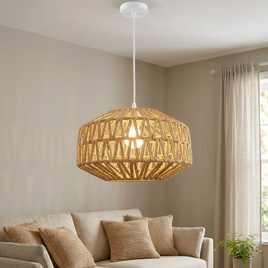 LAMPARA COLGANTE MIMBRE CAFE MODELO ESTER