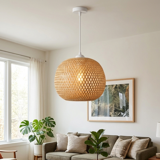 LAMPARA COLGANTE BAMBU REDONDA MODELO LORETTO
