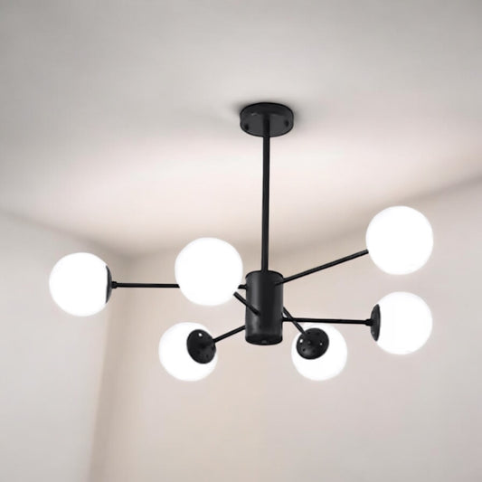 LAMPARA COLGANTE NORDICA NEGRA 6 LUCES LOREN
