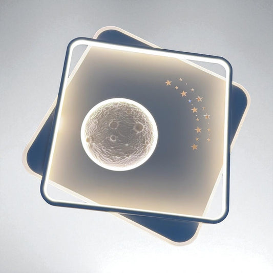 LAMPARA APLIQUE DE TECHO TRES TONOS DE LUZ CUADRADA DISEÑO LUNA