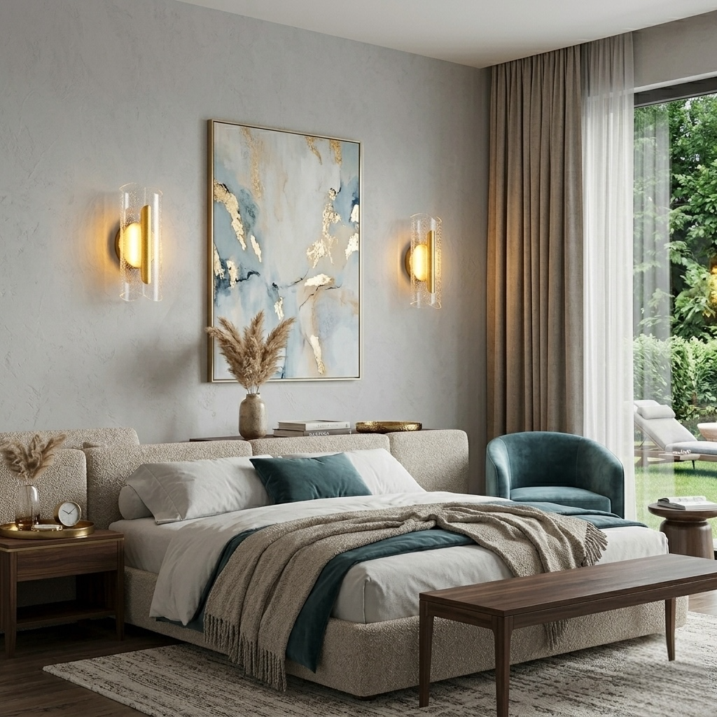 APLIQUE DE MURO INTERIOR DORADO LED TRES TONOS DE LUZ ELEGANTE CUADRADO