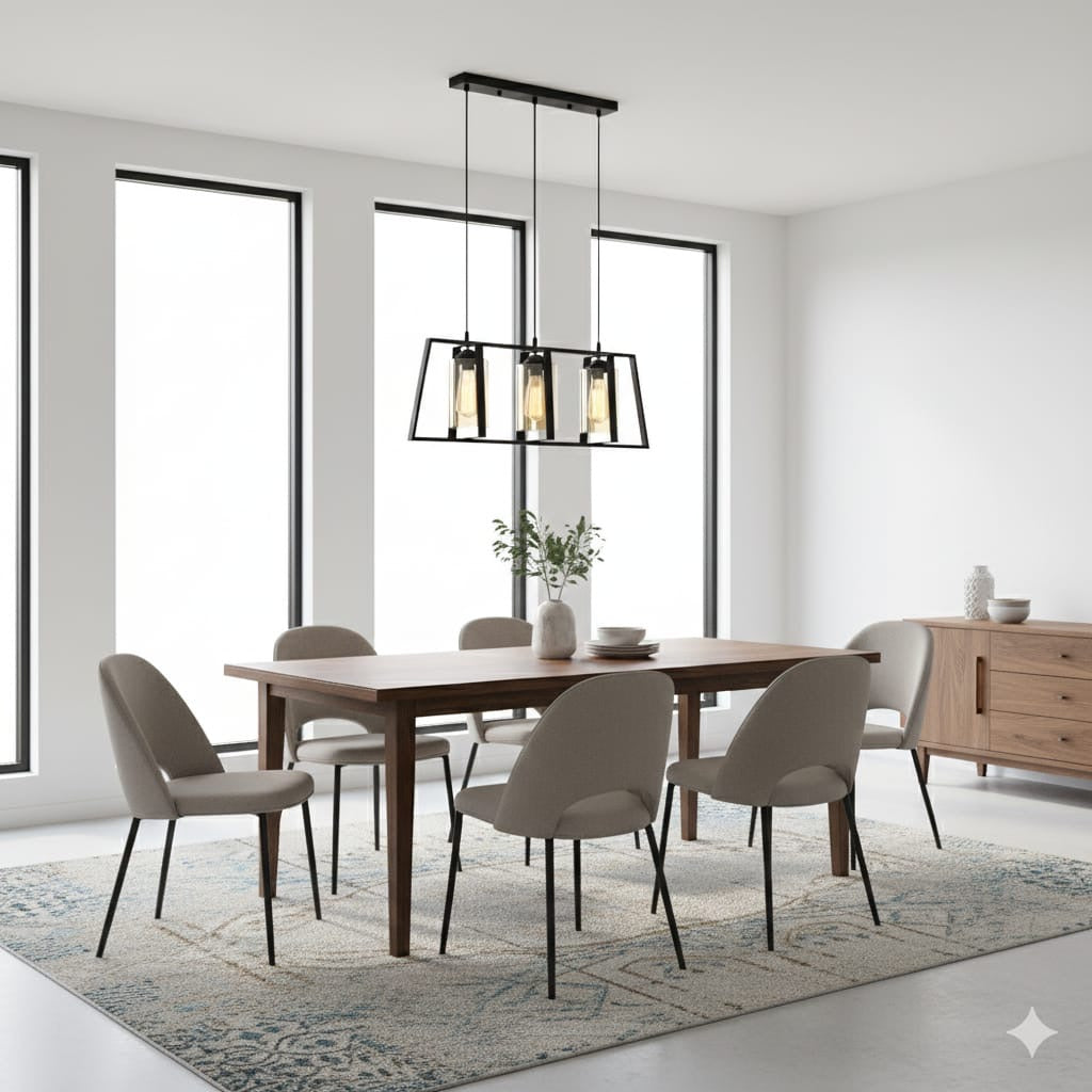 LAMPARA COLGANTE BASE LINEAL 3 LUCES JAULA CON VIDRIO ALIRA