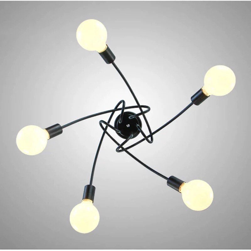 LAMPARA APLIQUE DE TECHO NUDO NEGRO 5 LUCES FAUCY